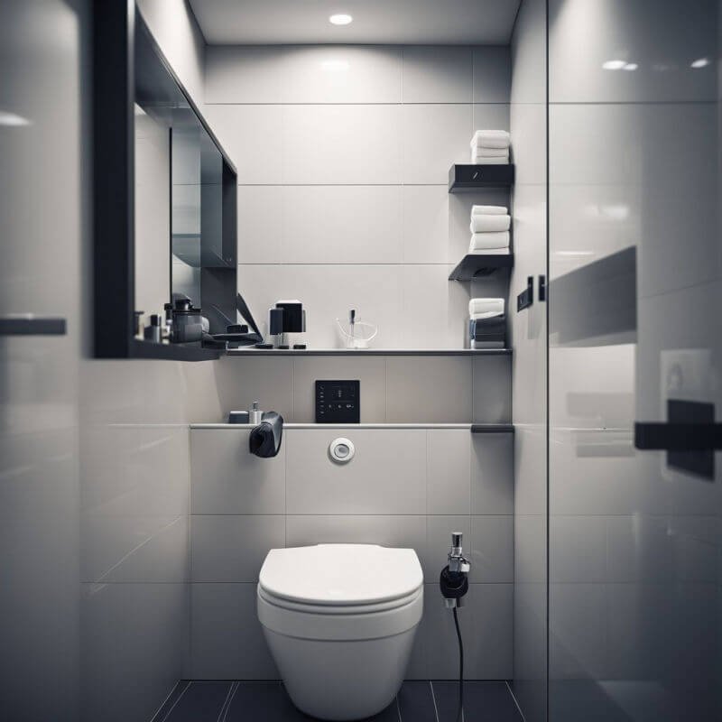 A smart toilet installed in a bathroom